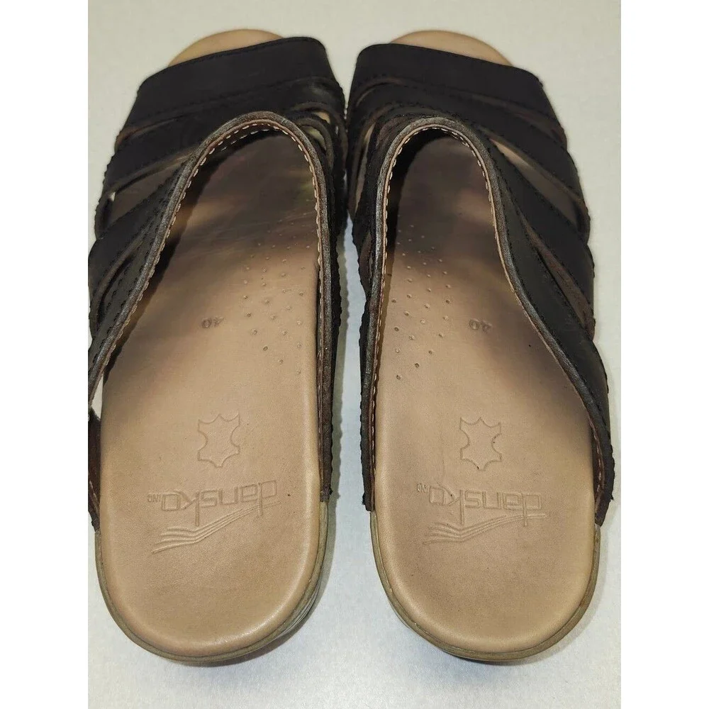 Dansko Brown Leather Wedge Sandals, 40